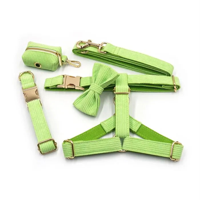Light Green Velvet Dog Collar Set