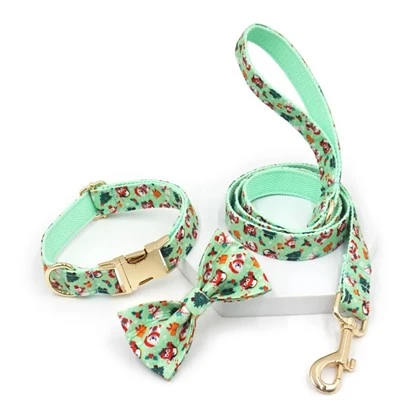 Set guler pentru câini de Crăciun verde